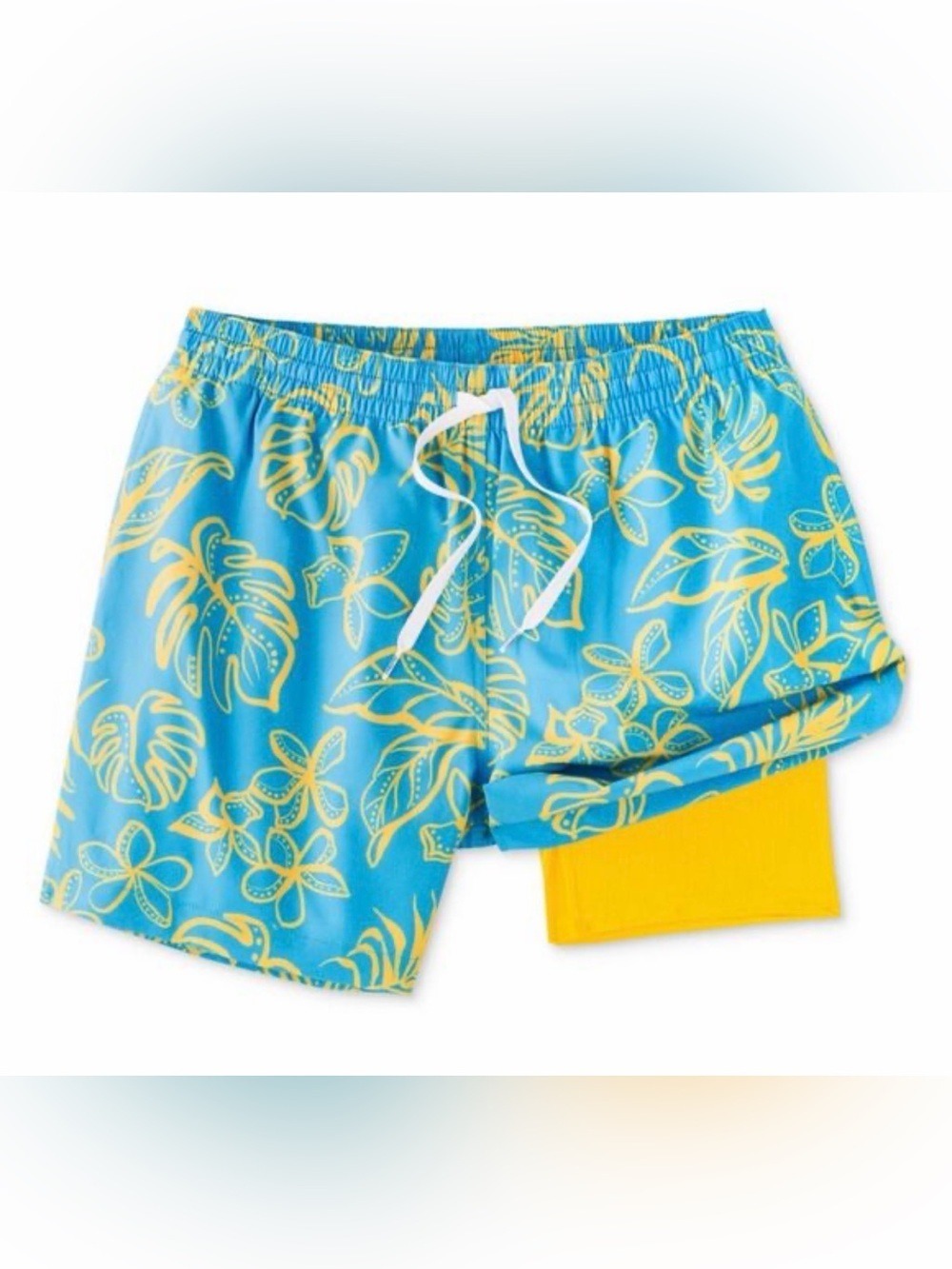Chubbies Shorts Arboretum 7” Inseam Swim Trunks Lined Blue Yellow Pool Men’s XXL